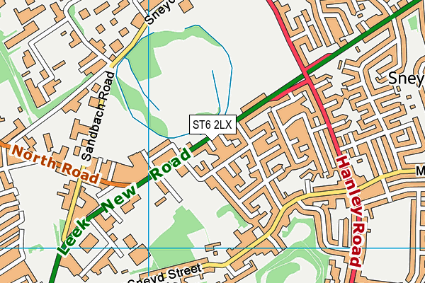 ST6 2LX map - OS VectorMap District (Ordnance Survey)