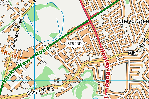 ST6 2ND map - OS VectorMap District (Ordnance Survey)