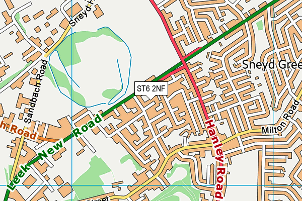 ST6 2NF map - OS VectorMap District (Ordnance Survey)