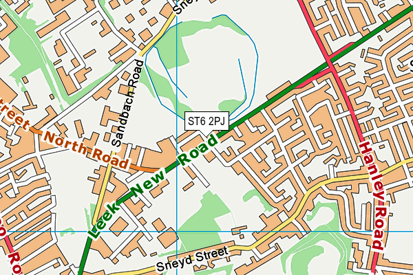 ST6 2PJ map - OS VectorMap District (Ordnance Survey)