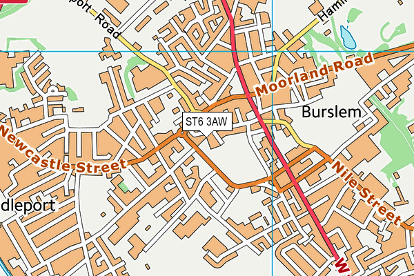 ST6 3AW map - OS VectorMap District (Ordnance Survey)