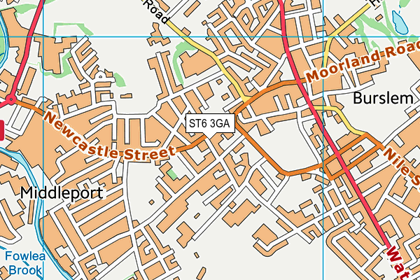 ST6 3GA map - OS VectorMap District (Ordnance Survey)