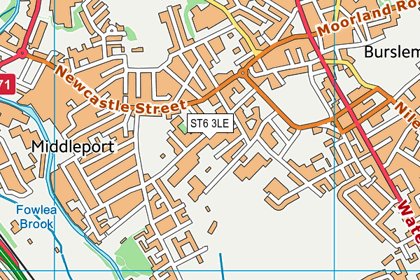 ST6 3LE map - OS VectorMap District (Ordnance Survey)