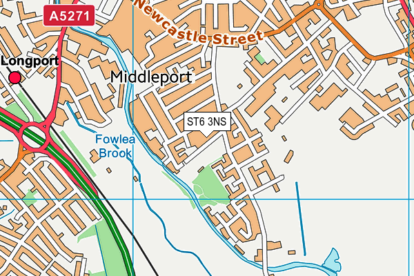 ST6 3NS map - OS VectorMap District (Ordnance Survey)