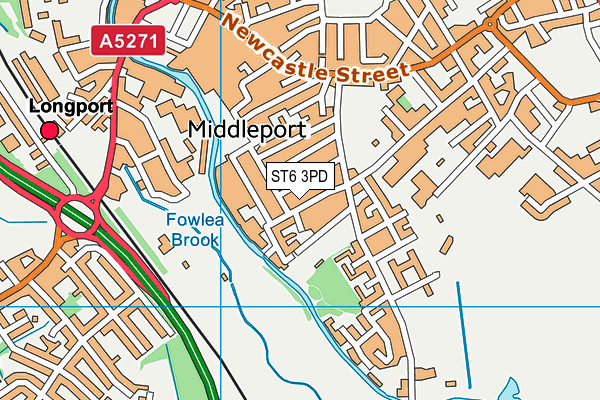 ST6 3PD map - OS VectorMap District (Ordnance Survey)