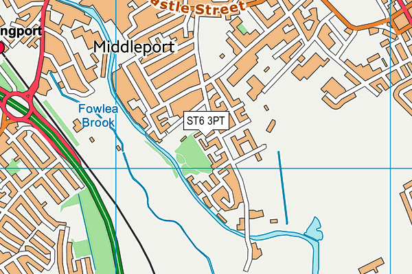 ST6 3PT map - OS VectorMap District (Ordnance Survey)