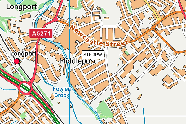 ST6 3PW map - OS VectorMap District (Ordnance Survey)