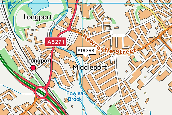 ST6 3RB map - OS VectorMap District (Ordnance Survey)