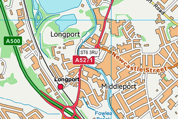 ST6 3RU map - OS VectorMap District (Ordnance Survey)