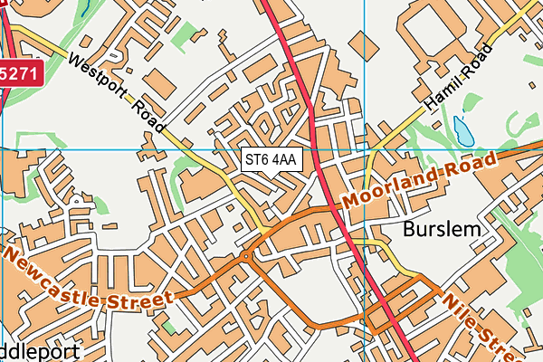 ST6 4AA map - OS VectorMap District (Ordnance Survey)