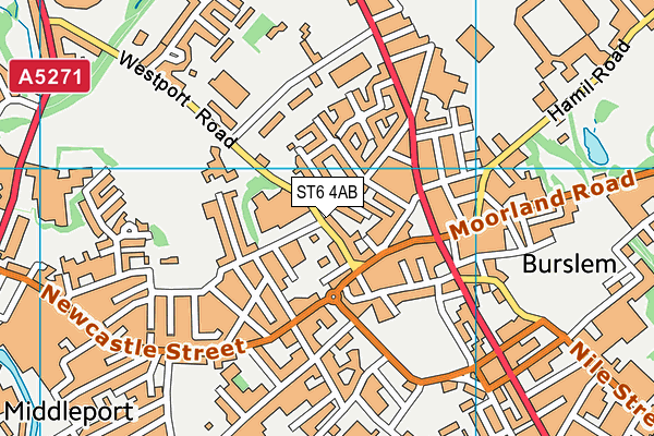 ST6 4AB map - OS VectorMap District (Ordnance Survey)