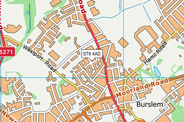 ST6 4AD map - OS VectorMap District (Ordnance Survey)