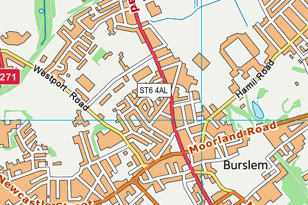 ST6 4AL map - OS VectorMap District (Ordnance Survey)