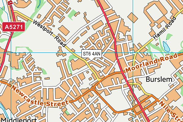 ST6 4AN map - OS VectorMap District (Ordnance Survey)