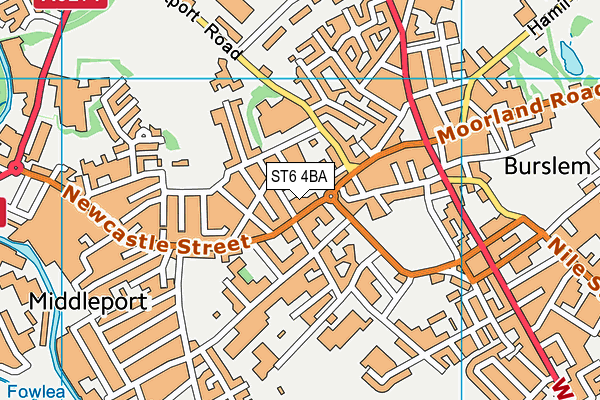 ST6 4BA map - OS VectorMap District (Ordnance Survey)