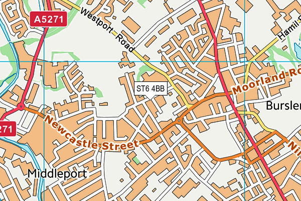 ST6 4BB map - OS VectorMap District (Ordnance Survey)