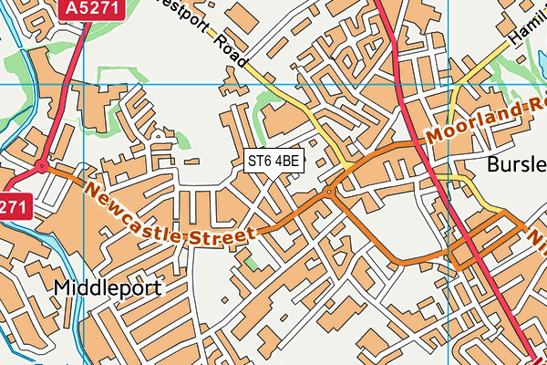 ST6 4BE map - OS VectorMap District (Ordnance Survey)