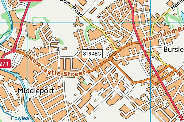 ST6 4BG map - OS VectorMap District (Ordnance Survey)