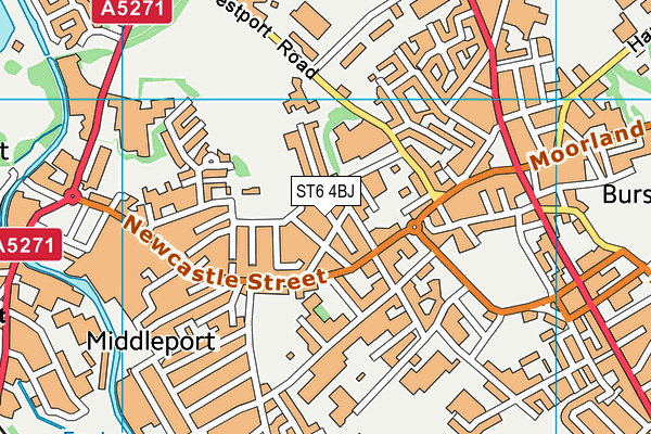 ST6 4BJ map - OS VectorMap District (Ordnance Survey)