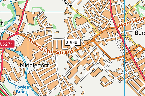 ST6 4BT map - OS VectorMap District (Ordnance Survey)