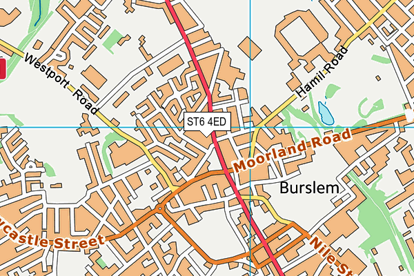 ST6 4ED map - OS VectorMap District (Ordnance Survey)