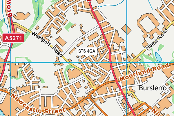 ST6 4GA map - OS VectorMap District (Ordnance Survey)