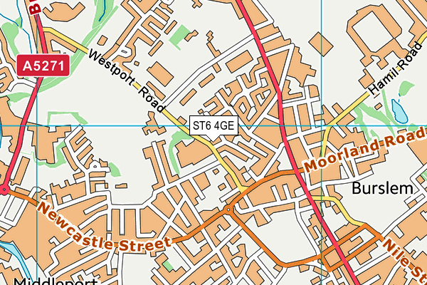 ST6 4GE map - OS VectorMap District (Ordnance Survey)