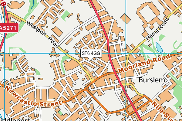 ST6 4GG map - OS VectorMap District (Ordnance Survey)