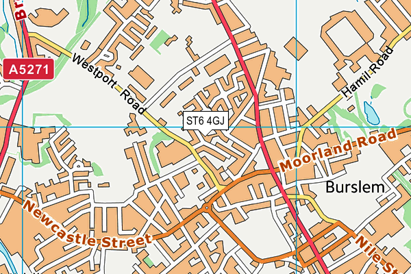 ST6 4GJ map - OS VectorMap District (Ordnance Survey)