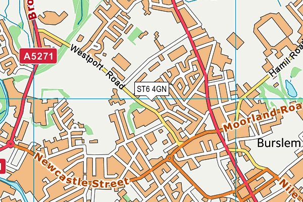 ST6 4GN map - OS VectorMap District (Ordnance Survey)