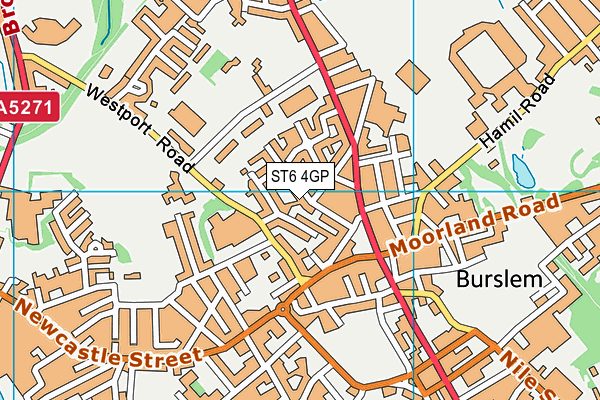 ST6 4GP map - OS VectorMap District (Ordnance Survey)