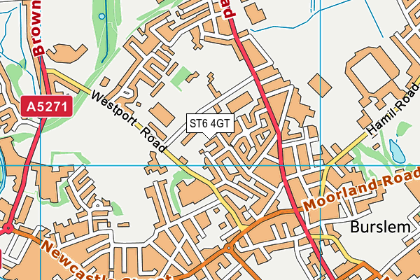 ST6 4GT map - OS VectorMap District (Ordnance Survey)