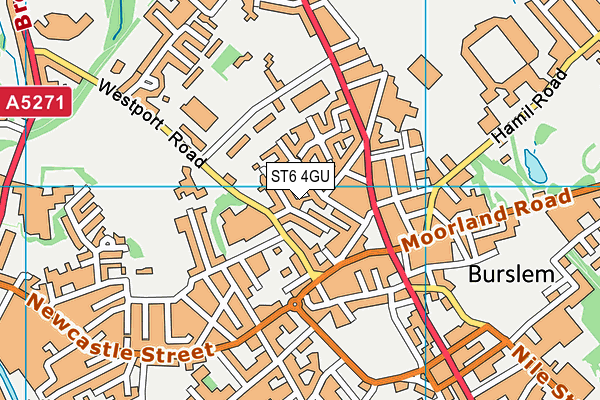 ST6 4GU map - OS VectorMap District (Ordnance Survey)