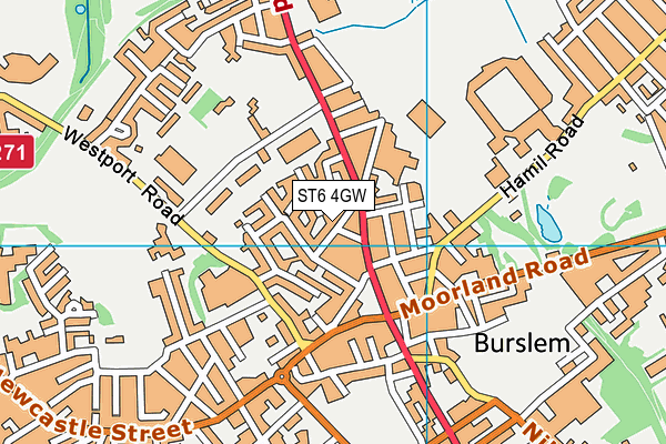 ST6 4GW map - OS VectorMap District (Ordnance Survey)