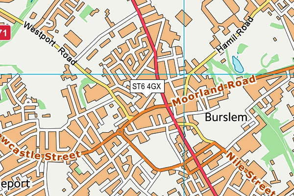 ST6 4GX map - OS VectorMap District (Ordnance Survey)