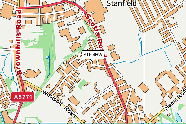 ST6 4HW map - OS VectorMap District (Ordnance Survey)