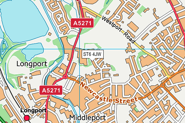 ST6 4JW map - OS VectorMap District (Ordnance Survey)