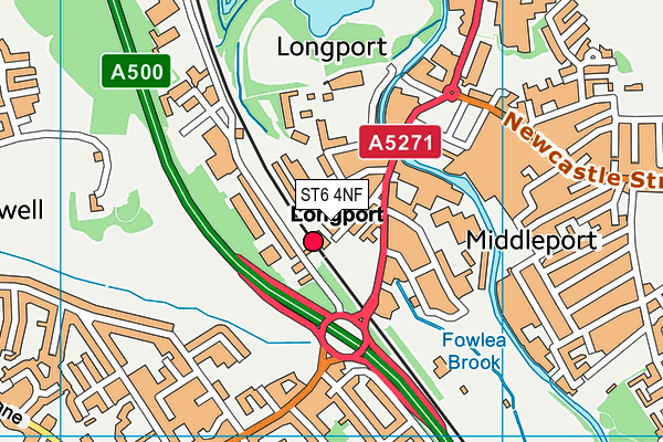 ST6 4NF map - OS VectorMap District (Ordnance Survey)