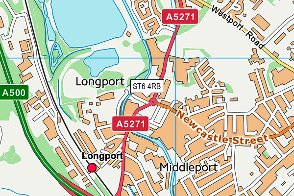 ST6 4RB map - OS VectorMap District (Ordnance Survey)