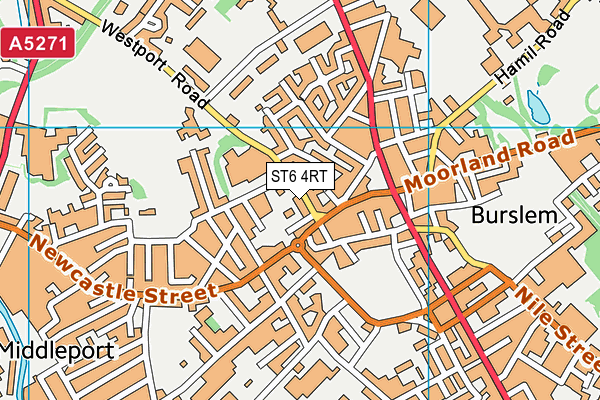 ST6 4RT map - OS VectorMap District (Ordnance Survey)