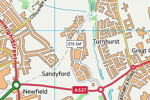 ST6 5AF map - OS VectorMap District (Ordnance Survey)