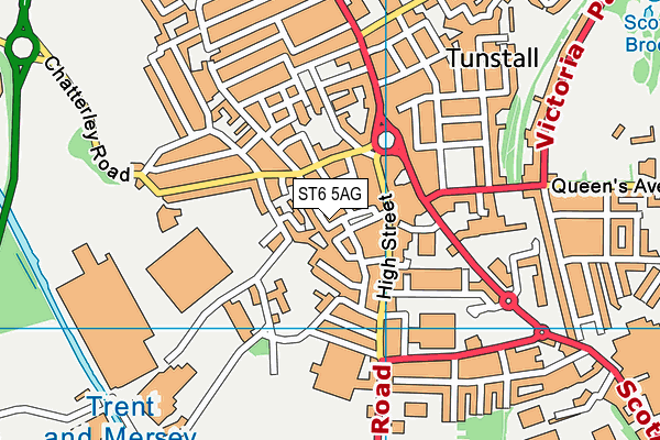 ST6 5AG map - OS VectorMap District (Ordnance Survey)