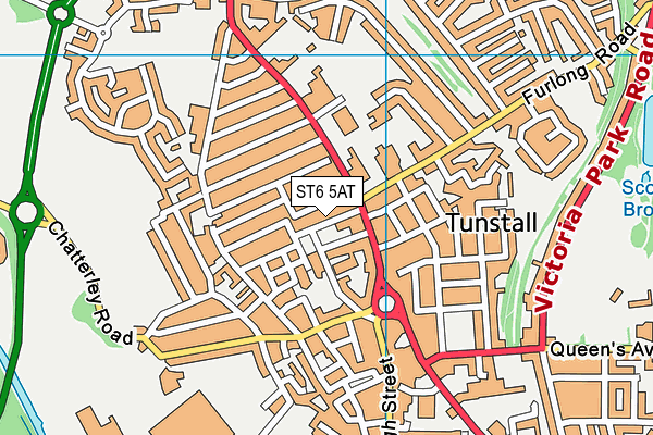 ST6 5AT map - OS VectorMap District (Ordnance Survey)