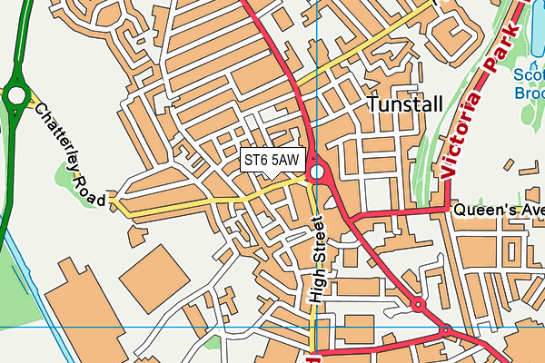 ST6 5AW map - OS VectorMap District (Ordnance Survey)