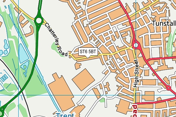 ST6 5BT map - OS VectorMap District (Ordnance Survey)