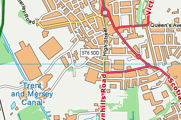 ST6 5DD map - OS VectorMap District (Ordnance Survey)