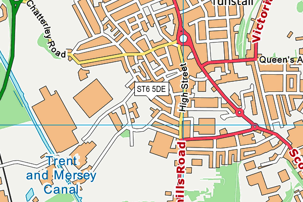 ST6 5DE map - OS VectorMap District (Ordnance Survey)