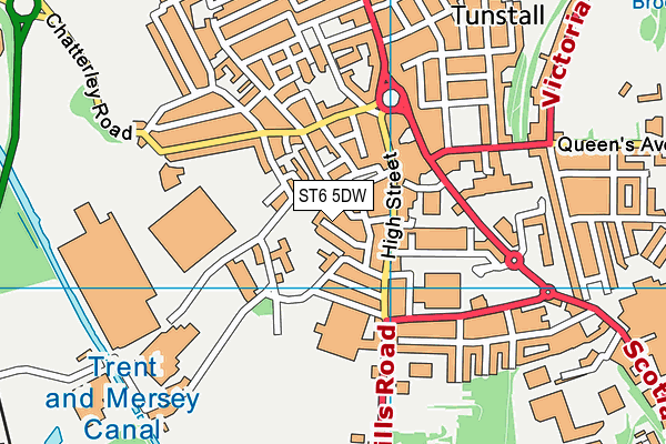ST6 5DW map - OS VectorMap District (Ordnance Survey)
