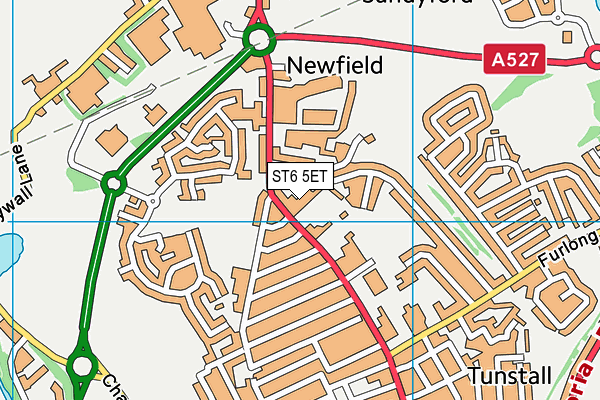 ST6 5ET map - OS VectorMap District (Ordnance Survey)