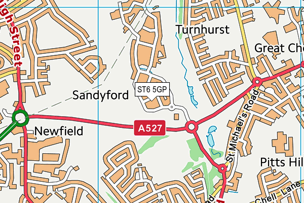 ST6 5GP map - OS VectorMap District (Ordnance Survey)